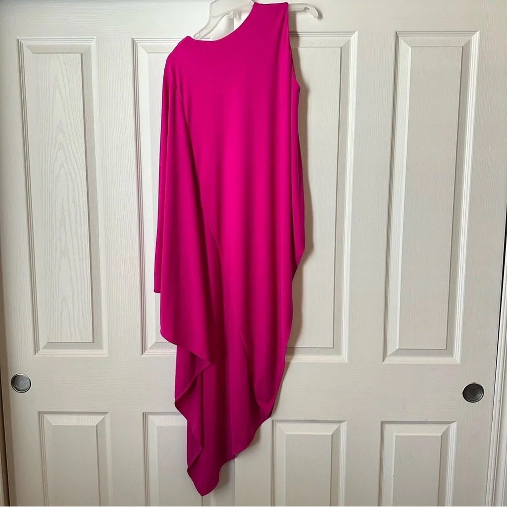 New Zara 2 Piece Fuchsia Pink Asymmetric Top and Draped Midi Skirt Small